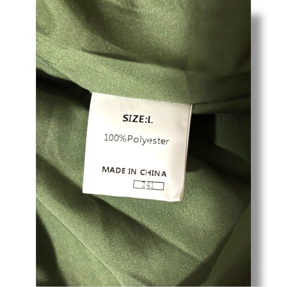 Amazon Army Green Ruffled Tiered V Neck Tie Loose Fit Long Sleeve Mini Sundress - Picture 10 of 16
